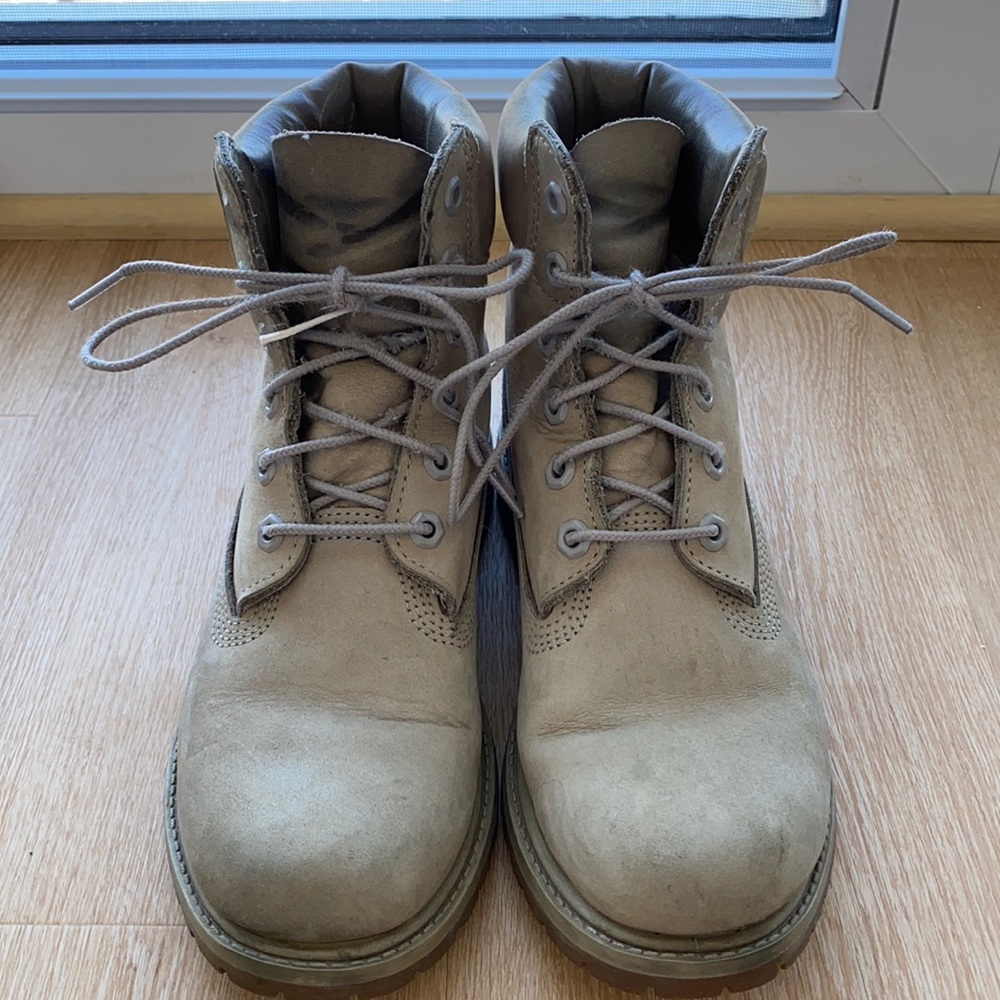 Gray Timberland boots